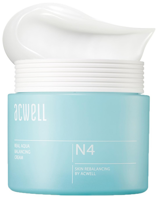 ACWELL Real Aqua Balancing Cream 1.69 fl.oz. - Moisturizing pH Balancing Face Cream, Soothing Skin Troubles and Redness for Sensitive Skin, Refreshing Gel Moisturizer, Improving Skin Texture